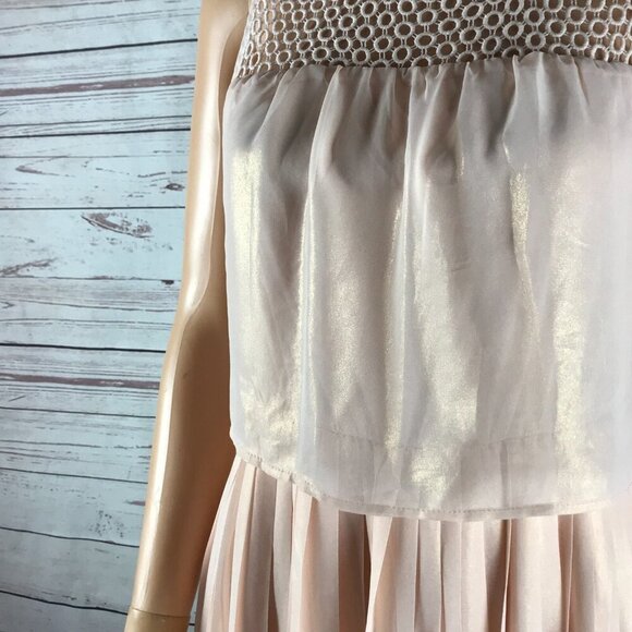 MAISON JULES Crochet-Yoke Pink Shimmer Dress NWT SMALL - Picture 7 of 9